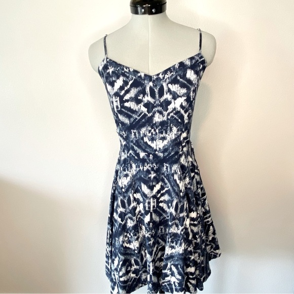 AEROPOSTALE Navy/White A-Line Spaghetti Strap Mini Dress, Size Small - Picture 1 of 13